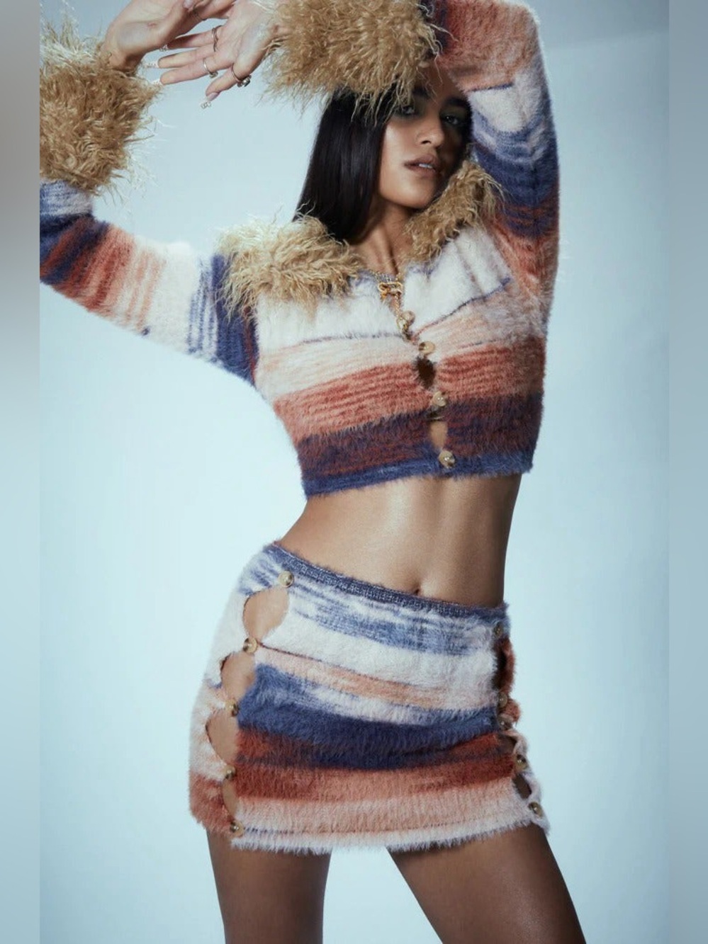Jaded London Faux Fur Striped Mini Skirt NWT
